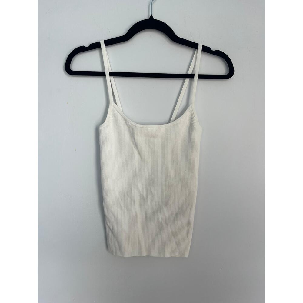 Intermix Ribbed Knit Cami Top‎ Women Small White Minimalist Summer Tank
